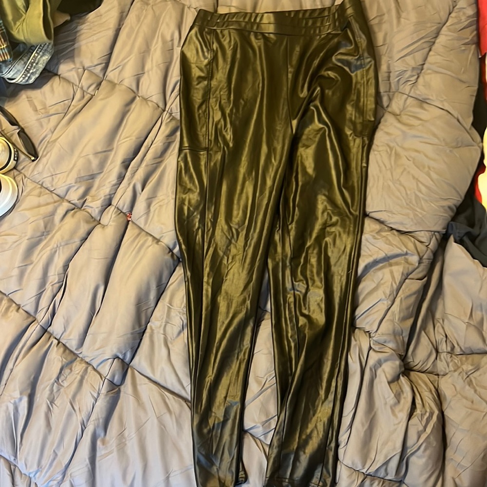 Faux, leather pants
